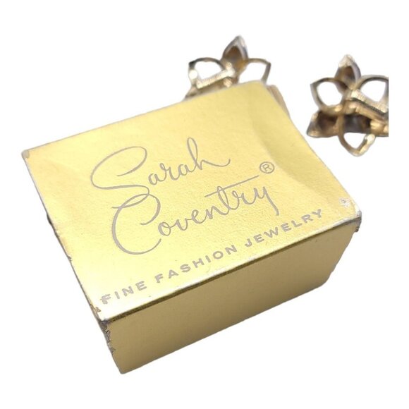Sarah Coventry Gold Tone Flower Floral Open Metalwork Clip Earrings Vintage - Picture 4 of 6